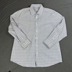 Hagger Classic Fit Premium Comfort Dress Shirt 16-16 1/2 Blue Check Cotton